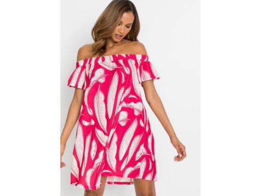 B.P.C luźna sukienka carmen z nadrukiem r.32/34