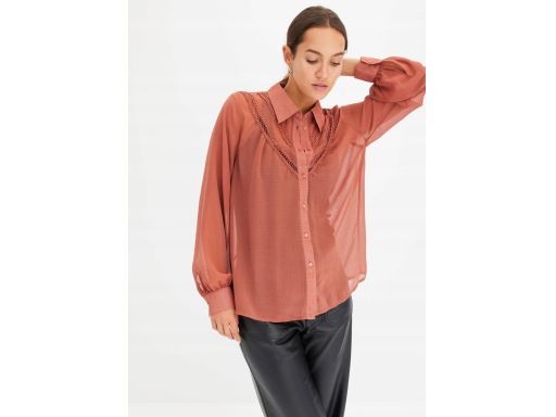 B.P.C bluzka koszulowa brązowa z koronką 38.