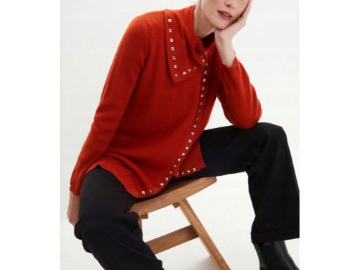 B.P.C sweter rudy rozpinany dłuższy z ćwiekami ^36/38