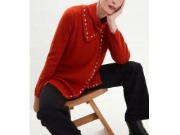 B.P.C sweter rudy rozpinany dłuższy z ćwiekami ^36/38