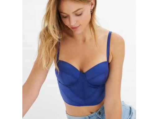 B.P.C biustonosz przedłużony-top z fiszbinami niebieski szlachetny ^80