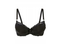 B.P.C biustonosz usztywniany czarny na fiszbinie z koronką ^75B