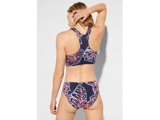 B.P.C bikini z biustonoszem bustier + figi granatowe w neonowe wzory ^