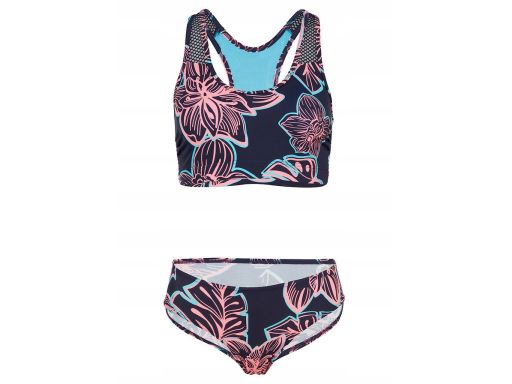 B.P.C bikini z biustonoszem bustier + figi granatowe w neonowe wzory ^