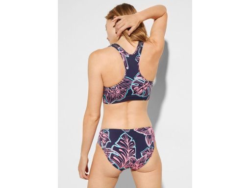 B.P.C bikini z biustonoszem bustier + figi granatowe w neonowe wzory ^