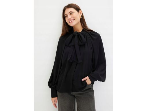 B.P.C bluzka koszulowa oversize z krawatką czarna 36.
