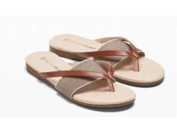 B.P.C sandały japonki z szerokim materiałowym paskiem elastycznym ^42