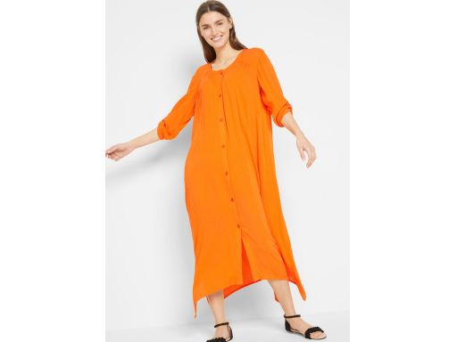 B.P.C długa sukienka kaftanowa pomarańczowa z lekkiej krepy ^48