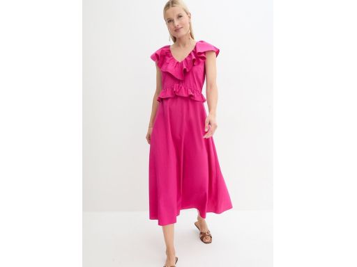 B.P.C sukienka różowa maxi z falbanką r.50
