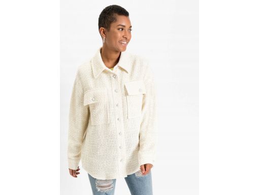 B.P.C koszula boucle damska ecru z ozdobnymi guzikami 50.