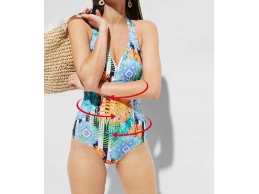 B.P.C kolorowy kostium kąpielowy z wiązaniem na szyi 42.