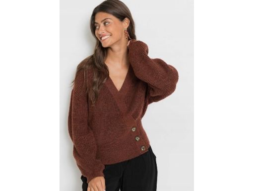 B.P.C brązowy sweter oversize kopertowy r.32/34