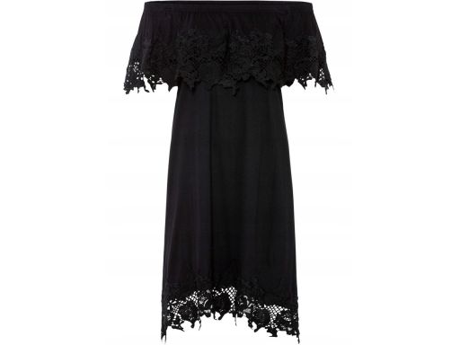 B.P.C sukienka czarna carmen z koronką r.40/42