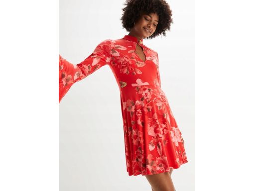 B.P.C sukienka czerwona we wzory z szerokimi rękawami r.36/38