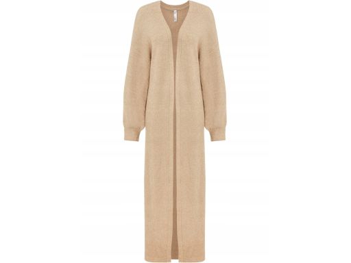 B.P.C beżowy długi sweter płaszcz dzianinowy kardigan bez zapięcia ^32