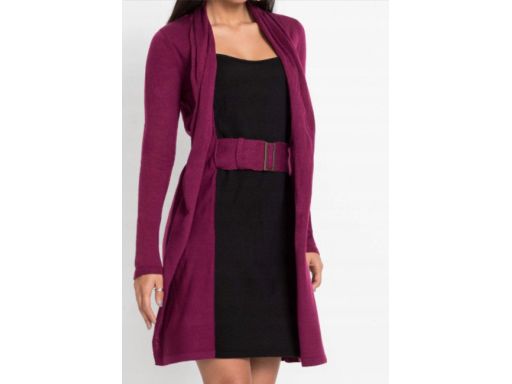 B.P.C sukienka dzianinowa z narzutką 2w1 fioletowo-czarna 32/34.