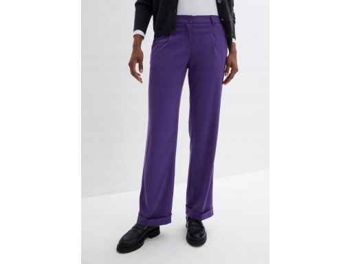 B.P.C spodnie fioletowe Marlena damskie luźne, proste z wysokim stanem