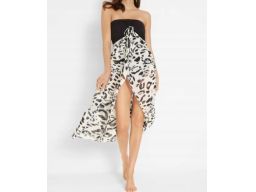 B.P.C sukienka szyfonowa plażowa bandeau czarno-biała ^46
