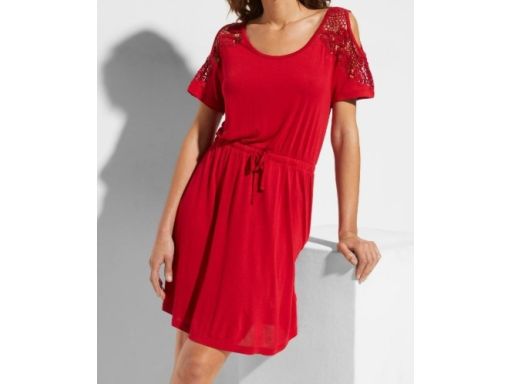 B.P.C sukienka ołówkowa czerwona z odkrytymi ramionami r.40/42