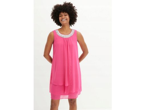 B.P.C sukienka szyfonowa warstwowa z aplikacją 40.