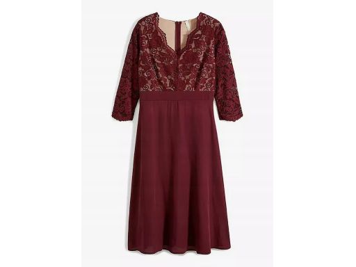 B.P.C sukienka szyfonowa z koronką bordowa 40/42.