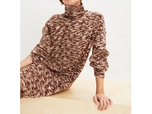 B.P.C sukienka dzianinowa melanż z golfem r.48/50