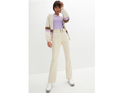 B.P.C spodnie beżowe z paskiem ze stretchem ^50