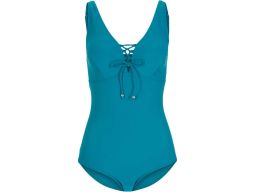 B.P.C kostium kąpielowy sznurowanie w dekolcie turkusowy 46.