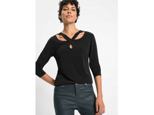 B.P.C czarna bluzka z ozdobnym dekoltem ^36/38