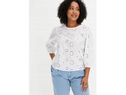B.P.C bluzka bawełniana biała z ażurowym haftem 46.