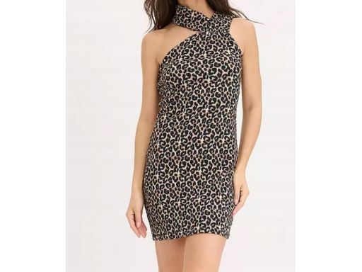B.P.C sukienka asymetryczna letnia w panterkę 44/46.
