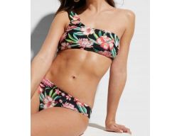 B.P.C bikini w kwiaty bustier na jedno ramię z figami ^38