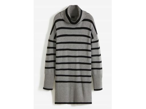 B.P.C sukienka dzianinowa szaro-czarna z golfem miękka cienka ^48/50