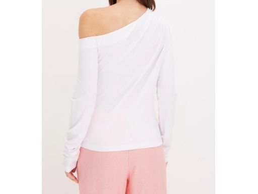 B.P.C bluzka asymetryczna biała z marszczeniem r.48/50