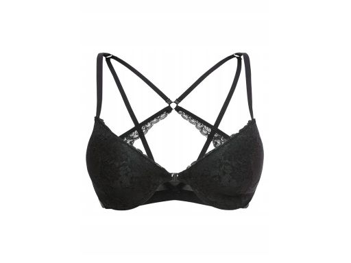 B.P.C biustonosz usztywniany czarny koronkowy z paskami ^90D
