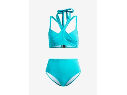 B.P.C bikini bustier wiązane turkusowe z figami ^40