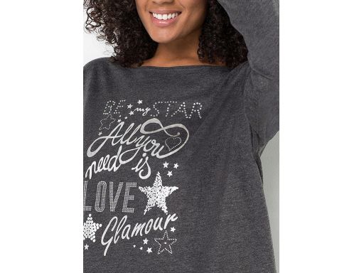 B.P.C piżama damska bluzka i spodnie szare ze srebrnymi napisami 44/46