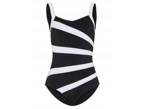B.P.C modelujący stylowy kostium kąpielowy czarny białe paski ^44