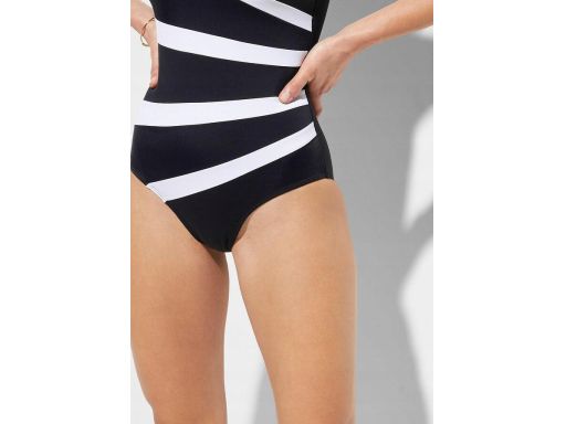 B.P.C modelujący stylowy kostium kąpielowy czarny białe paski ^44