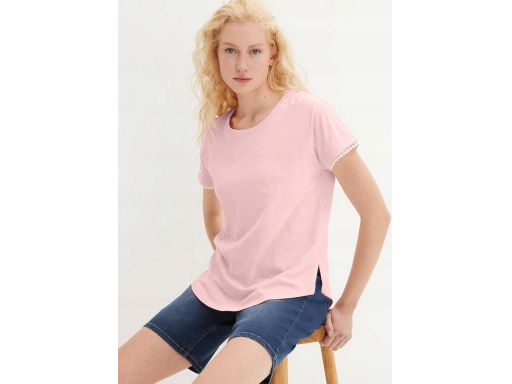 B.P.C t-shirt różowy z koronką przy rękawach 36/38.