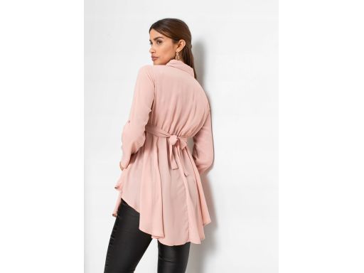 B.P.C długa różowa tunika koszulowa z szyfonu 44.