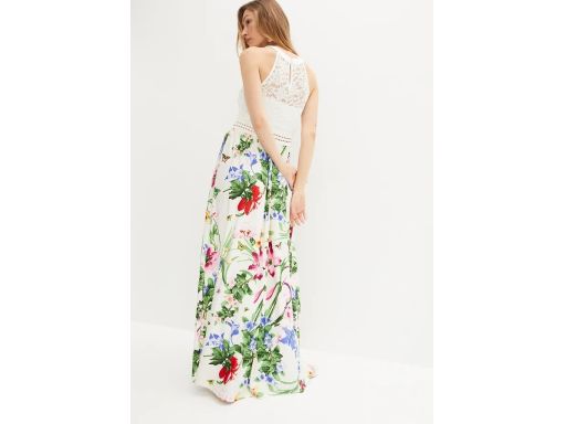 B.P.C długa sukienka maxi z koronkową górą i ażurowym paskiem ^36