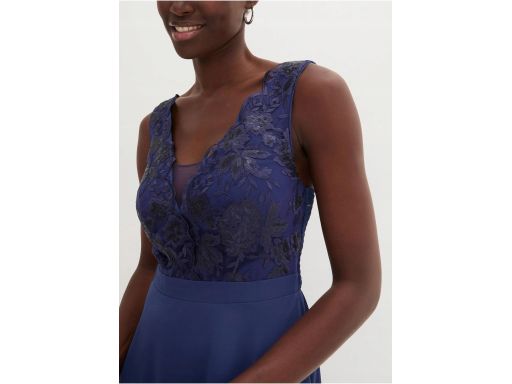 B.P.C sukienka wieczorowa granatowa koronka cekiny 48.