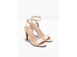 B.P.C sandały na szpilce eko skóra beżowe ^39