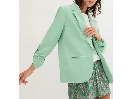 B.P.C żakiet marynarka damska kolor pistacjowy bez zapięcia ^52