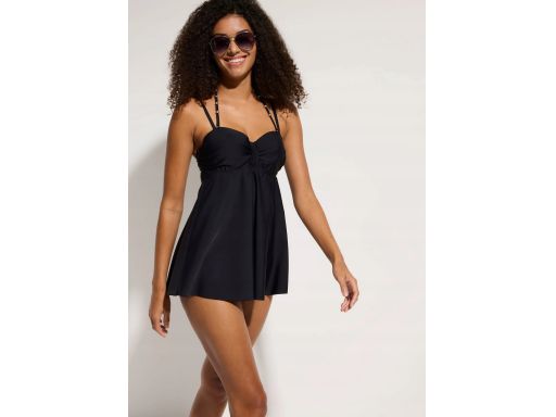 B.P.C długie tankini czarne ze srebrnymi koralikami i z figami r.48 (9