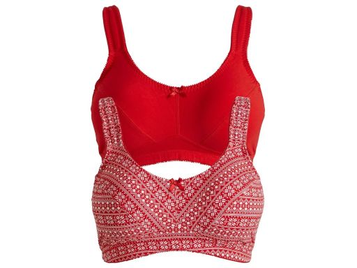 B.P.C 2-pak biustonosz miękki bez fiszbin świąteczny i czerwony ^85B