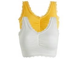 B.P.C 2-pak biustonoszy bralette prążkowanych z koronką r.40/42