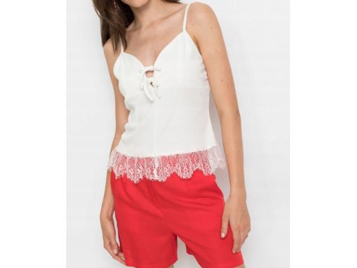 B.P.C top śmietanka z koronką i wiązaniem ^32/34