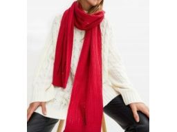 B.P.C dzianinowy szalik malinowy z cekinami uniwersalny.